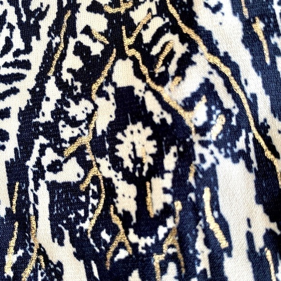 IMAN Global Chic Pants Luxury Wide Leg Style Blue/Gold/Cream Women M Average - Picture 3 of 11